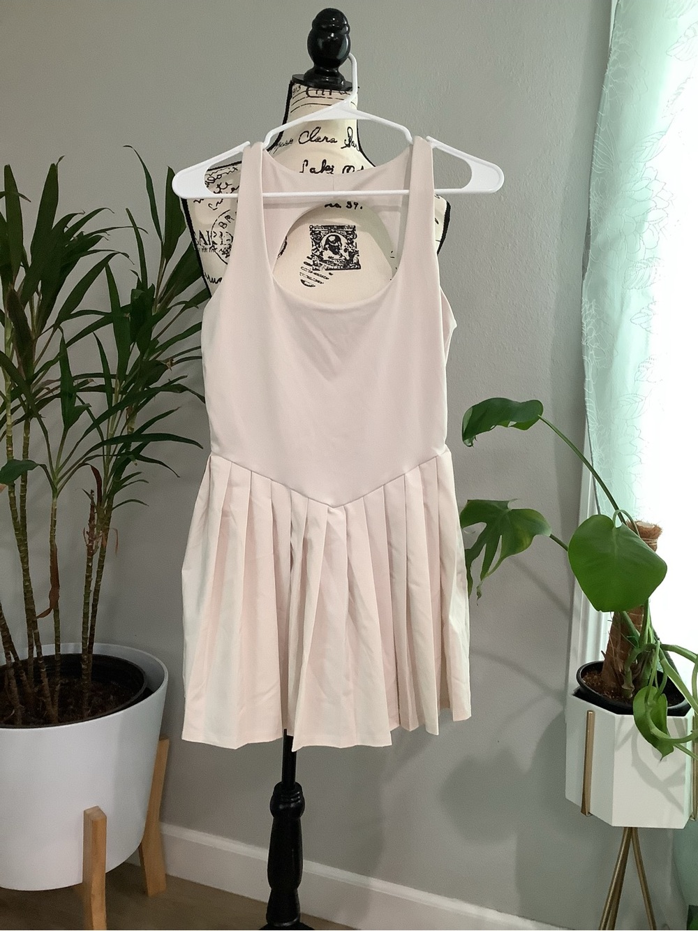 PacSun Ivory Backless Pleated Mini Dress